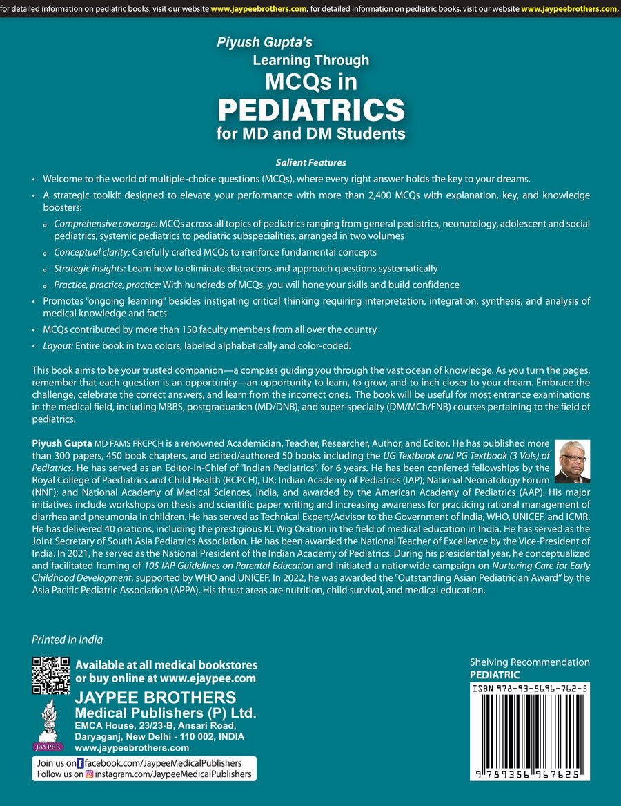 Learning Through MCQs in Pediatrics for MD and DM Students (2 Vols) 1/E 2025