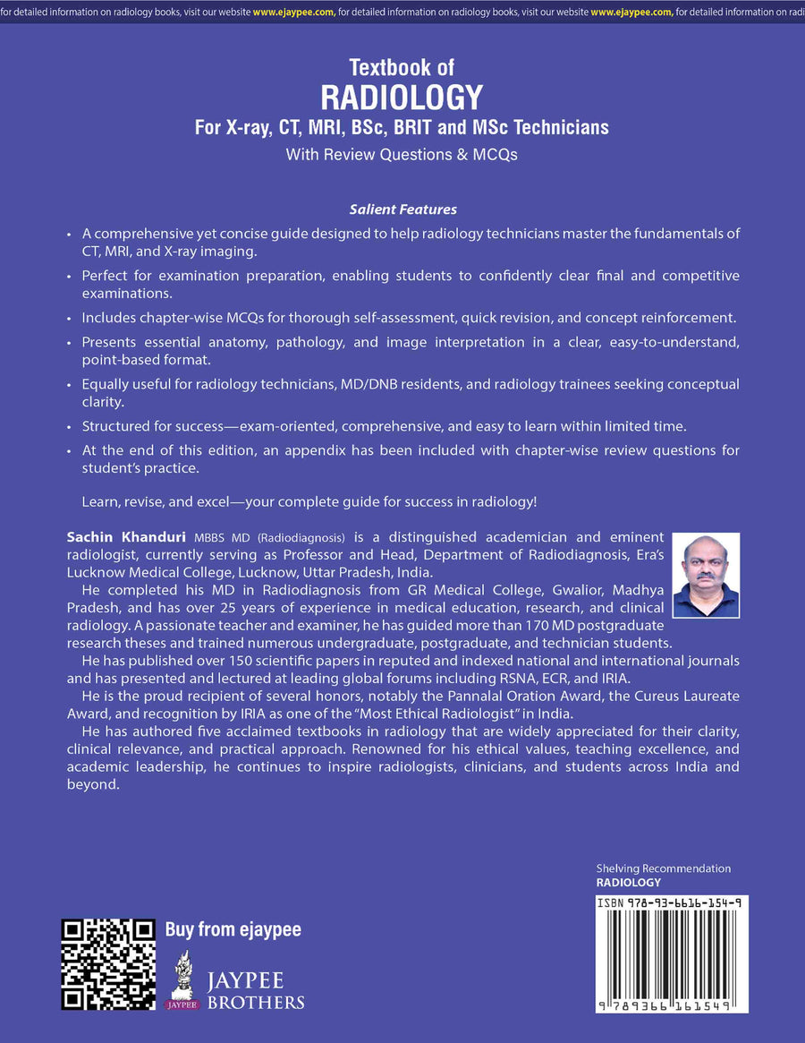 Textbook of Radiology (For X-Ray,CT,MRI,BSc BRIT and MSc Technicians With Review Questions & MCQs), 3E 2026