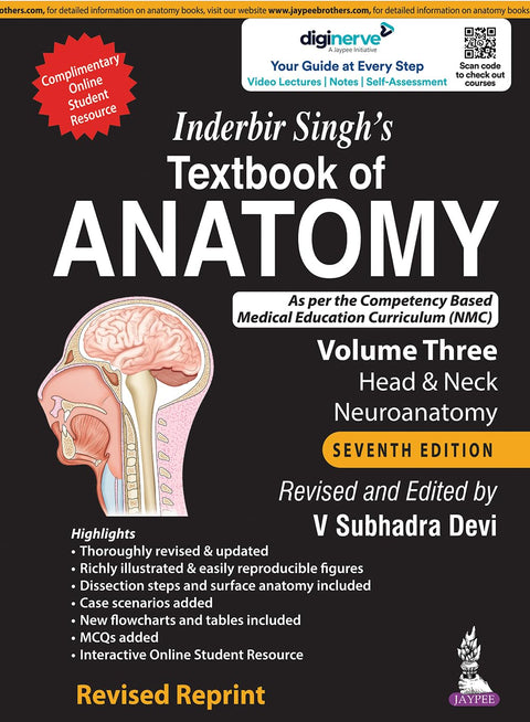 Inderbir Singh's Textbook of Anatomy (Volume 3: Head & Neck and Neuroanatomy) 7/e, Rev. R.P. 2022