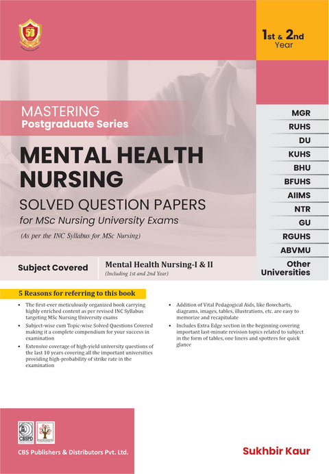 Mastering Postgraduate Series Mental Health Nursing Solved Question Papers For Msc Nursing University Exams (PB)